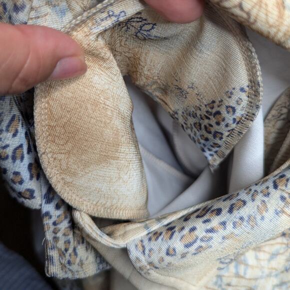 Vtg Y2K Weekenders Ivory Blue Leopard Print Longline Collared Duster Jacket XS - Picture 4 of 6